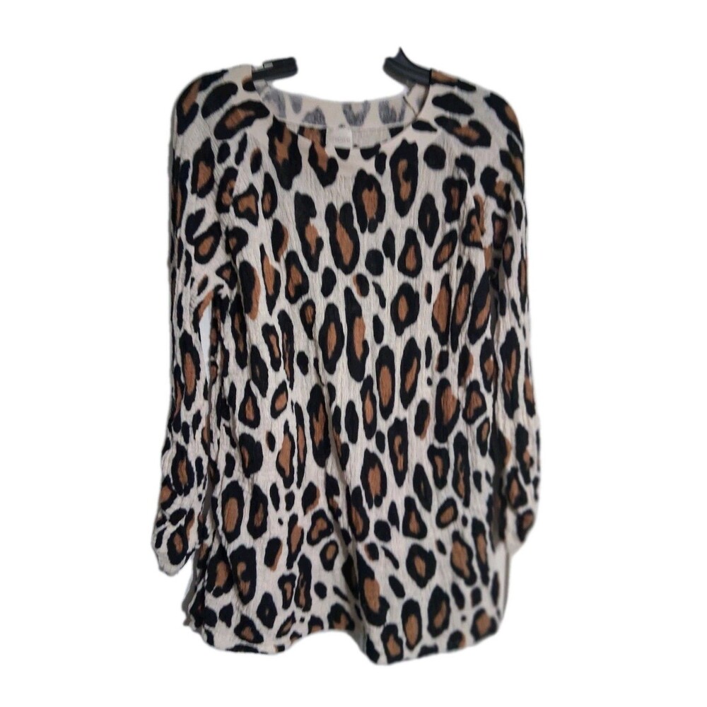 Women's Chico's Long Leopard Top Blouse Size 0 (4)